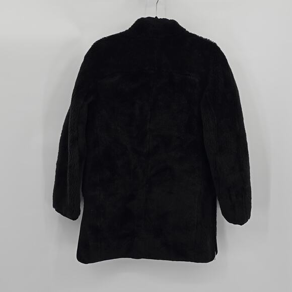 J. Crew Zip Up Plush Fleece Coat Black Faux Fur Teddy Jacket Women's Size S - Picture 4 of 11